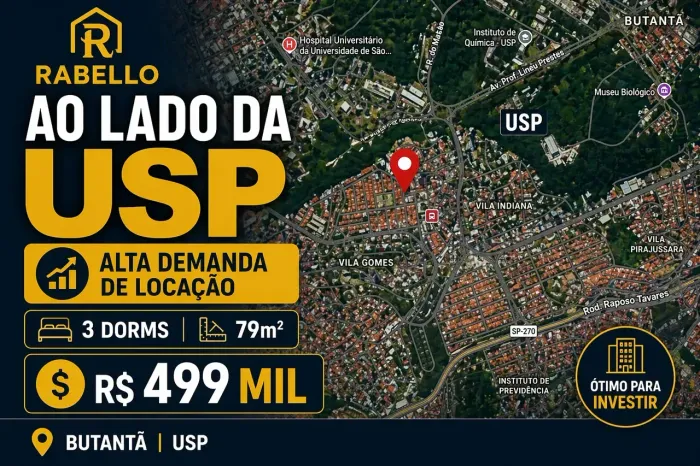 Butantã | 3 Dorms 79m² ao Lado da USP | Alta Demanda de Locação | Oportunidade Rara | R$ 4