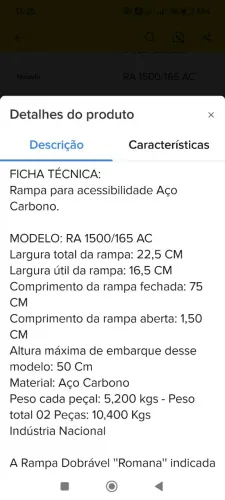 Vendo rampa Tipo RA1500-165 Metal ROMANA Nova não usadas 