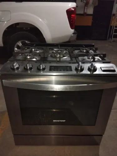 Fogão Brastemp 5 Bocas Inox - Forno Digital, Turbo Chama e Touch Timer