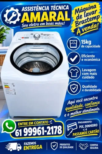 VENDE-SE MÁQUINA DE LAVAR BRASTEMP 15 KG SEMI NOVA
