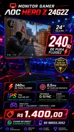 Monitor Gamer AOC HERO Z 24G2Z - 240Hz