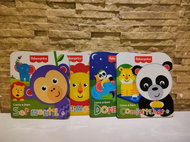 kit livros cartonados da coleção "como é bom" da fisher-price