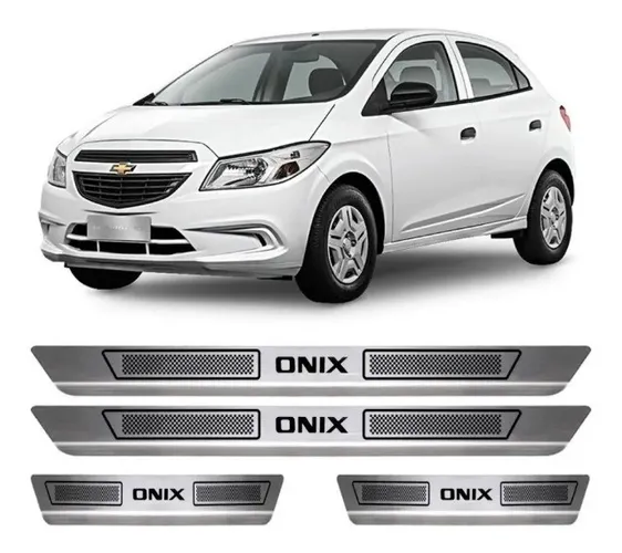 Soleira Protetora P/ Portas em Aço Inox - Chevrolet Onix - Fácil Instalação