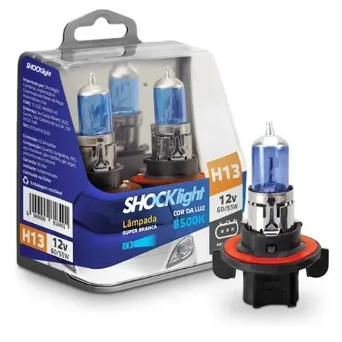 Par de Lâmpadas Super Branca 8.500K - H1 H3 H4 H7 H8 H9 H11 H13 H27 HB3 HB4 - Shocklight