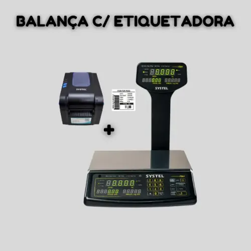 Balança Systel com impressora de etiquetas