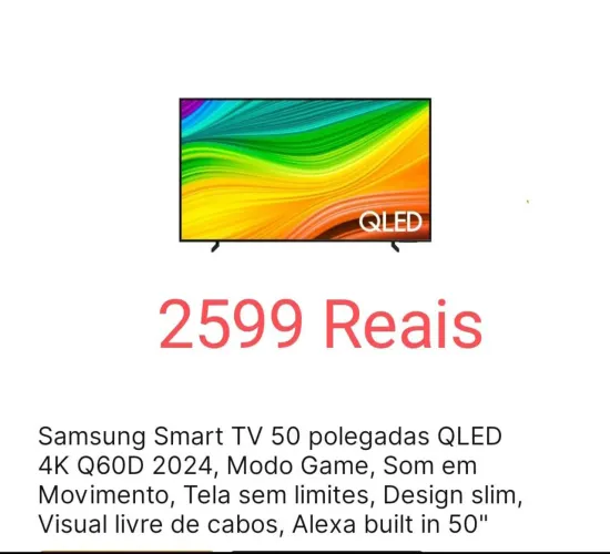 Samsung Smart TV 50 polegadas QLED 4K Q60D 2024