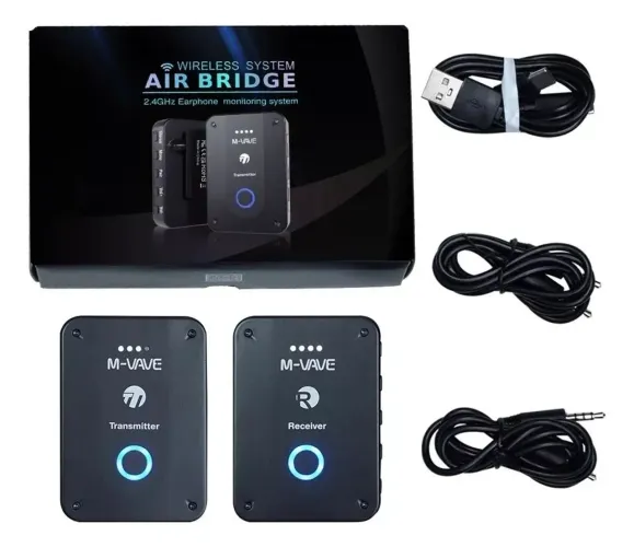 Monitor De Palco Sem Fio M-vave Wp-9 Receptor + Transmissor Cor Black Piano<br>