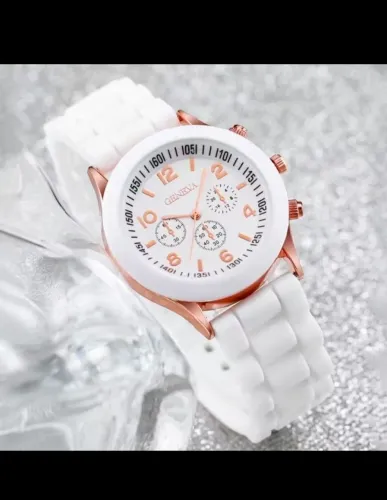 Relógio Feminino Branco Geneva - Elegância e Estilo