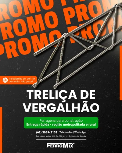 Treliça de Vergalhão para construção - Ferragens com entrega rápida e parcelamento em 10x