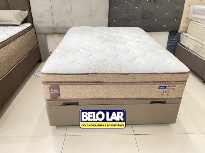 Base Para Cama + Colchão Casal Molas Ensacadas