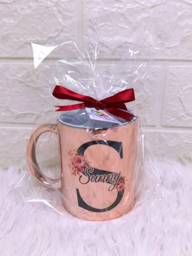 Caneca Personalizada Espelhada - Inicial com Florais