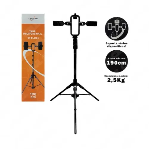 Tripe multifuncional para 2 celulares camera 190cm retratil articulado