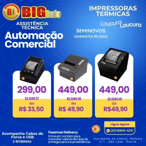 Impressora Termica Varias Marcas 10x - Garantia - Centro do Recife - Assistencia Tecnica