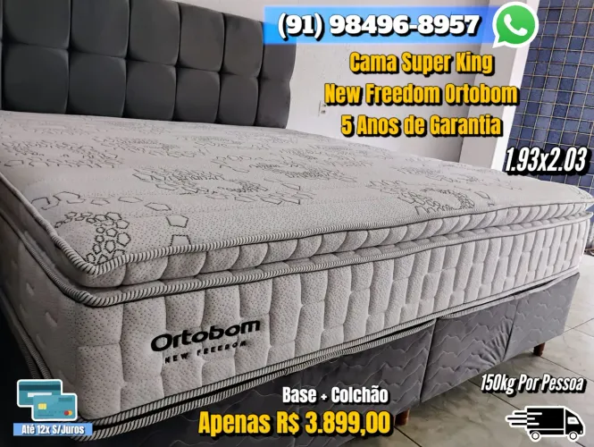 Cama Super King New Freedom Ortobom 5 Anos de Garantia
