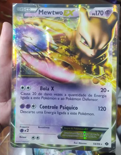 Carta Pokémon e boneco Mewtwo EX 54/99