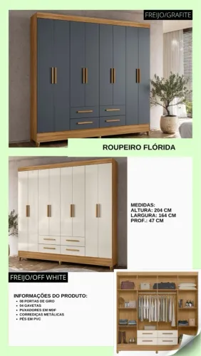 Guarda-Roupa Flórida 8 Portas com Gavetas