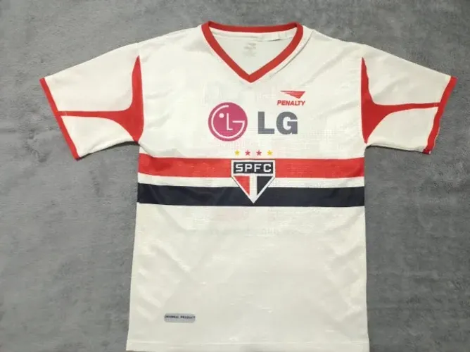Camisa Oficial São Paulo Penalty 2002 Infantil, #10, tamanho 10 a 12 anos (42x61cm).