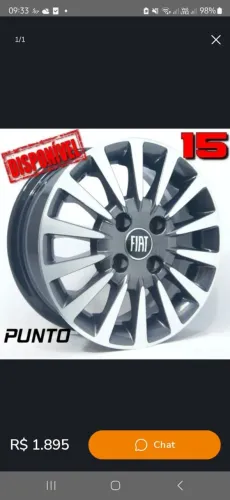 Roda Fiat Punto aro 15 grafite com diamantado 4x98 novas