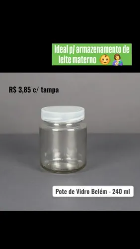 Pote de Vidro Belém 240ml para leite materno