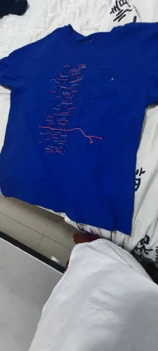 Camiseta nova sem uso azul escuro Aramis tecido de algodão tamanho M