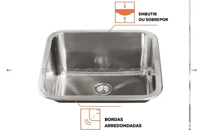  Tanque Aço Inox Monobloco 45 cm