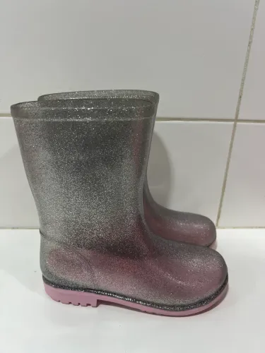 Galocha 29/30 world colors glitter prata transparente 