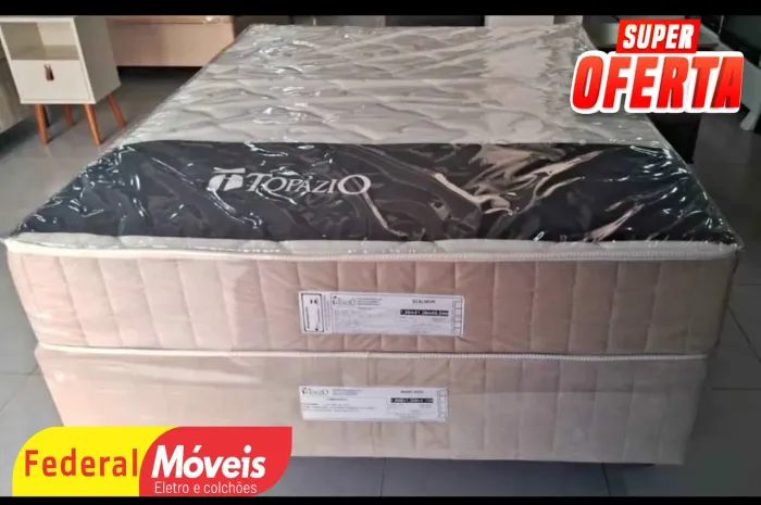 Cama Box Casal Mega Promoção Base e Colchão 1,38m - Peça já a sua!