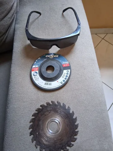 Óculos pra solda, disco flap, serra pra makita 