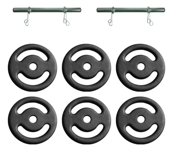 Kit musculação 30kg barras e anilhas