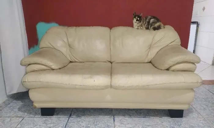 Sofá de couro bege 