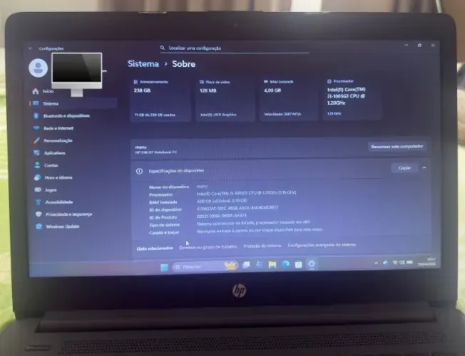 Notebook hp 246 G7 i3 10 geração