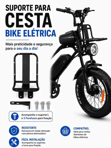 Suporte de cesta para bike elétrica - ÚLTIMAS UNIDADES
