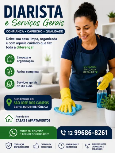 Diarista de Confiança em São José dos Campos | Limpeza Residencial?