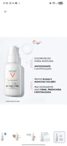 Protetor Solar Facial Vichy Capital Soleil UV-Age Daily FPS 60 Cor 4.0 40g
