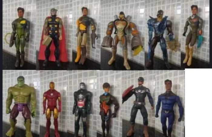 Lote 12 Bonecos Colecionáveis Marvel e DC - Heróis e Vilões