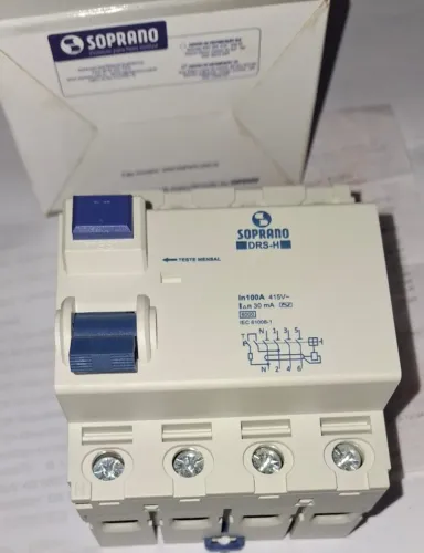 Disjuntor DR tetrapolar Diferencial Residual 3p+n 100A