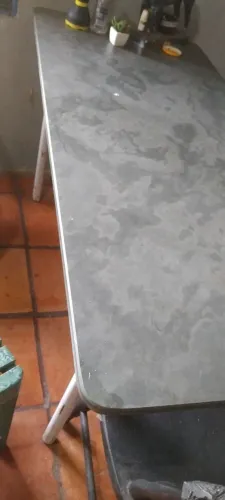 Tampo de mesa EM PEDRA, POLIDA FOSCA ,na cor SINZA...