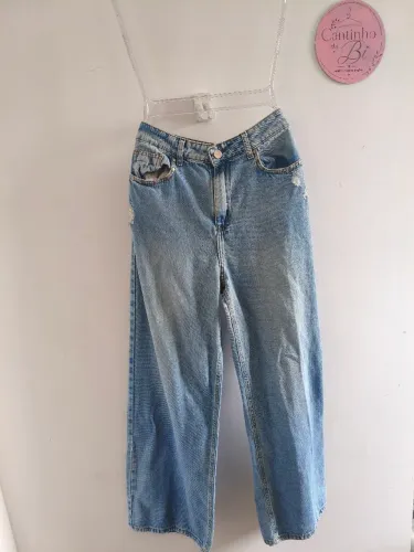 Calça jeans clara reta 42