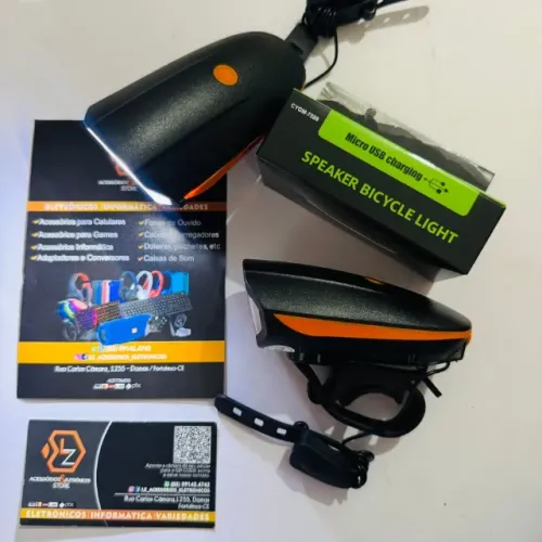 Farol Bike Bicicleta Led com Buzina - Recarregável