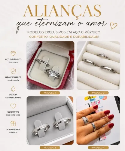 Alianças prata para namoro - FSA - Material premium