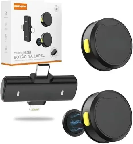 Microfone de Lapela Sem Fio Profissional Conexão Universal com Cancelamento de Ruído para
