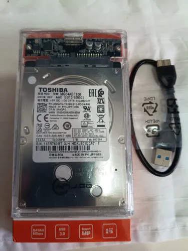 HD 1 TB Toshiba 100% Saudável - Com Case e Cabo USB 3.0