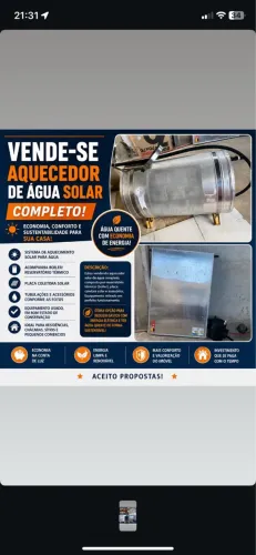 Aquecedor de água solar completo!