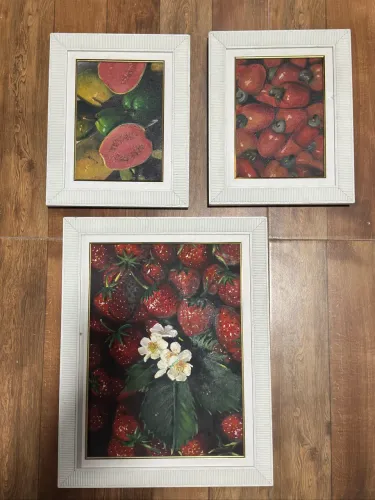 3 Quadros frutas 45x35 - 30x25