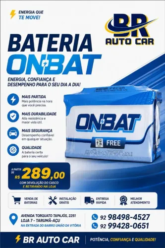 BATERIA 60AH R$ 285,00 1 ANO DE GARANTIA