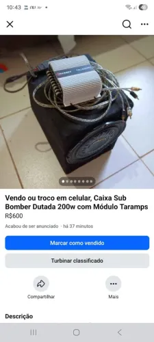 Vendo ou troco em Celular Caixa Sub e Módulo Taramps