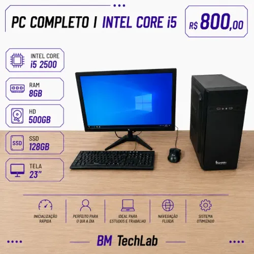 PC Completo | Intel Core i5-2500 | 8GB RAM | Monitor 23"