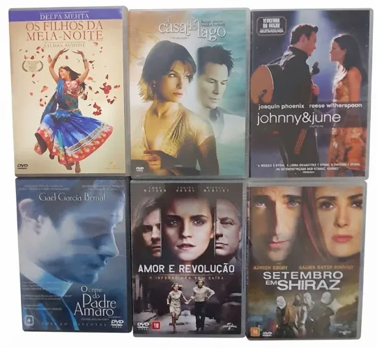 Kit de 6 filmes em DVDs originais: A casa do lago, Johnny e June, O crime do padre Amado,