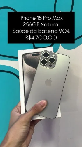Seminovo: iPhone 15 Pro Max 256GB Natural - Bateria 90% | Loja Fisica