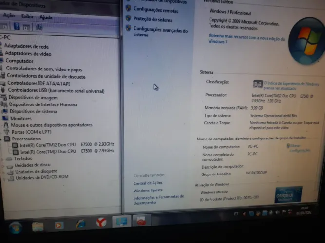 PC core2duo 4gb de memória Ddr2